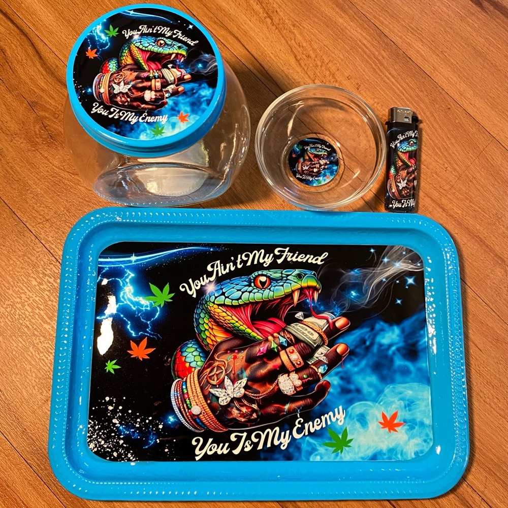 Rolling Tray 4 Piece Set You Ain’t My Friend You Is My Enemy